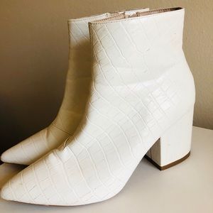 White leather boots